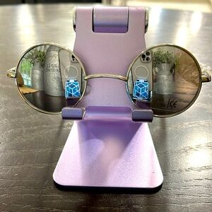 NWOT JOHN LENNON WIRE DESIGN SUNGLASSES WOMEN MEN SILVER MIRROR LENSE NOSE PADS